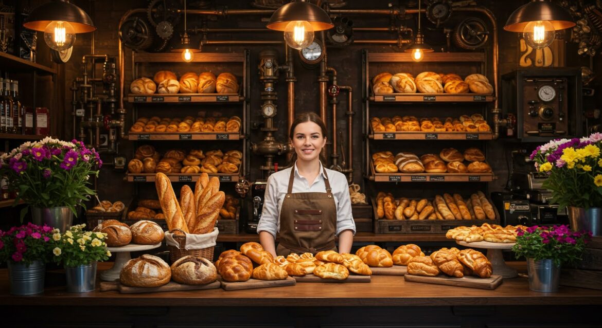 piekarka w steampunkowej piekarni